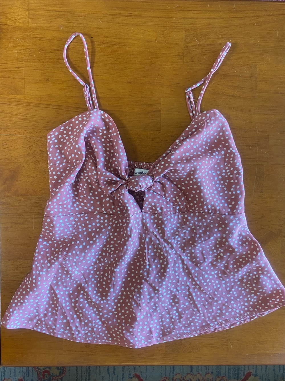 Abercrombie & Fitch Dusty Pink Polka Dot Tie-Front Cami